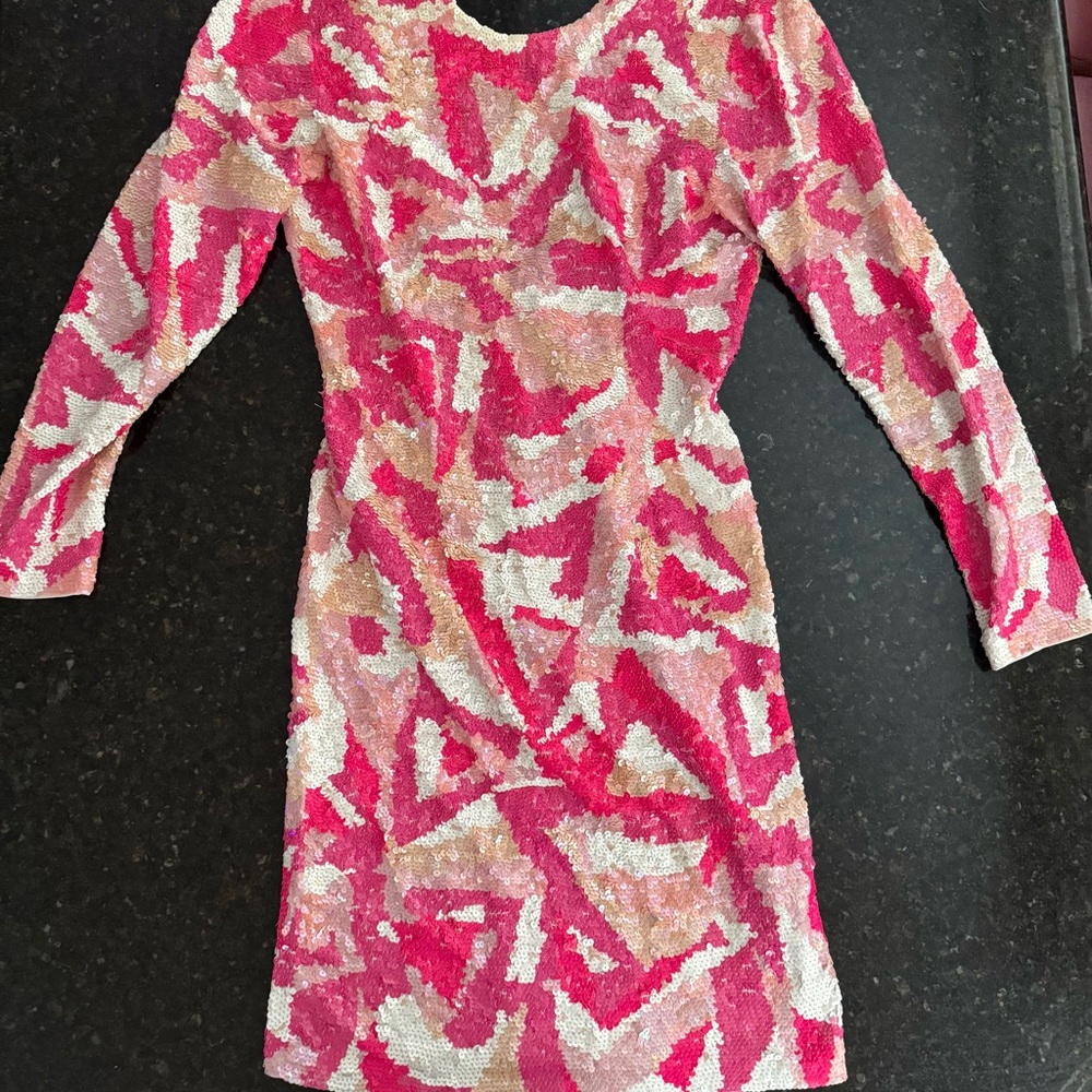 Neiman Marcus Vintage black tie Lillie Ruben sequined long sleeve mini dress